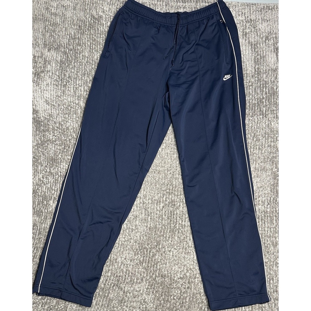 Vintage Nike Track Pants Men's Large Blue Striped Athletic Warm-Up Y2K